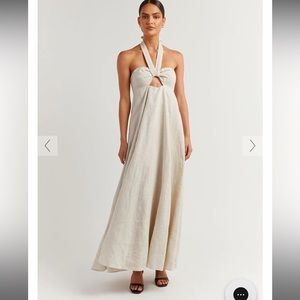 VERDES NATURAL LINEN MIDI DRESS - Worn once